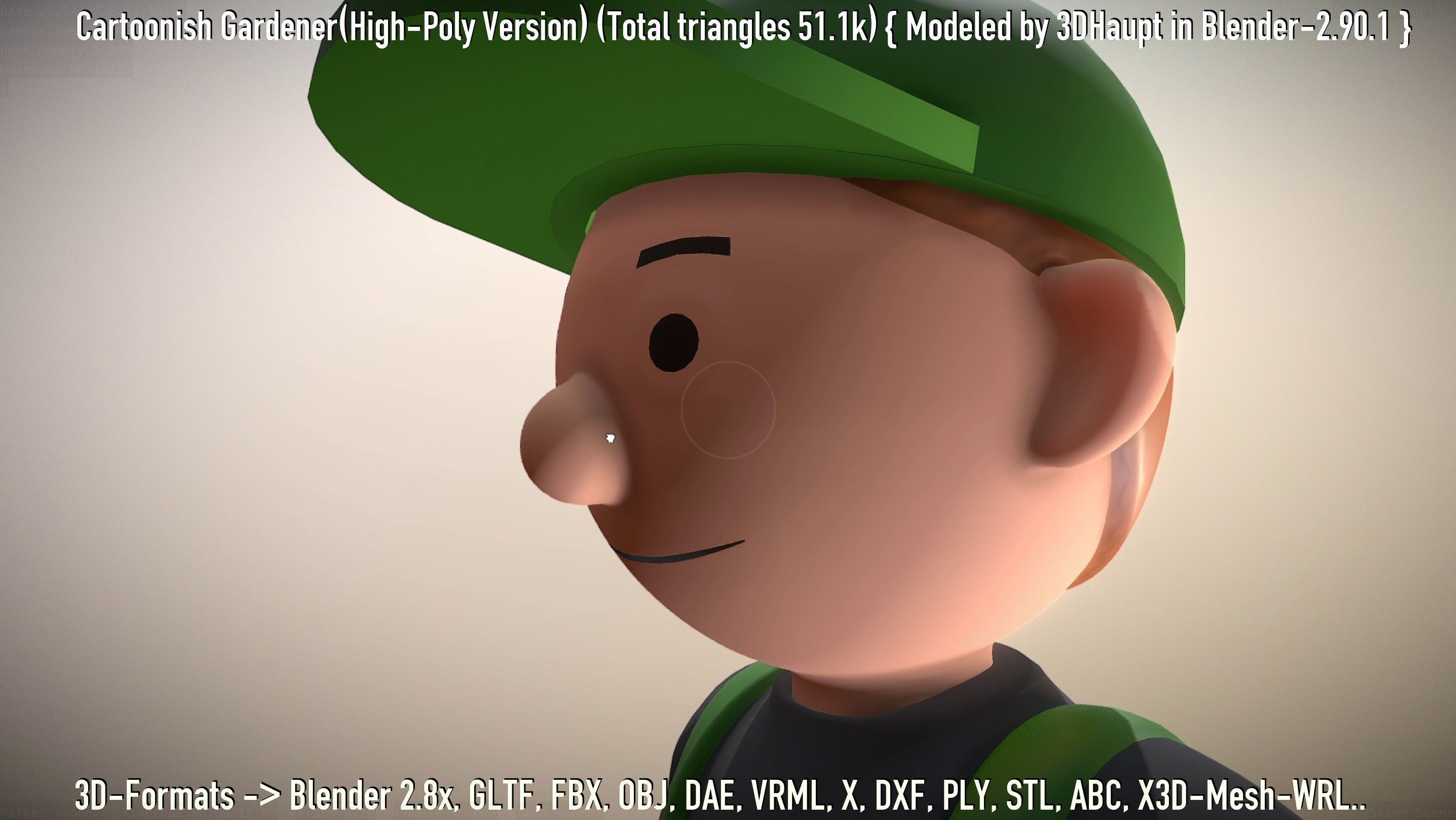 Cartoonish Gardener High-Poly Version Not Rigged 3D model_93