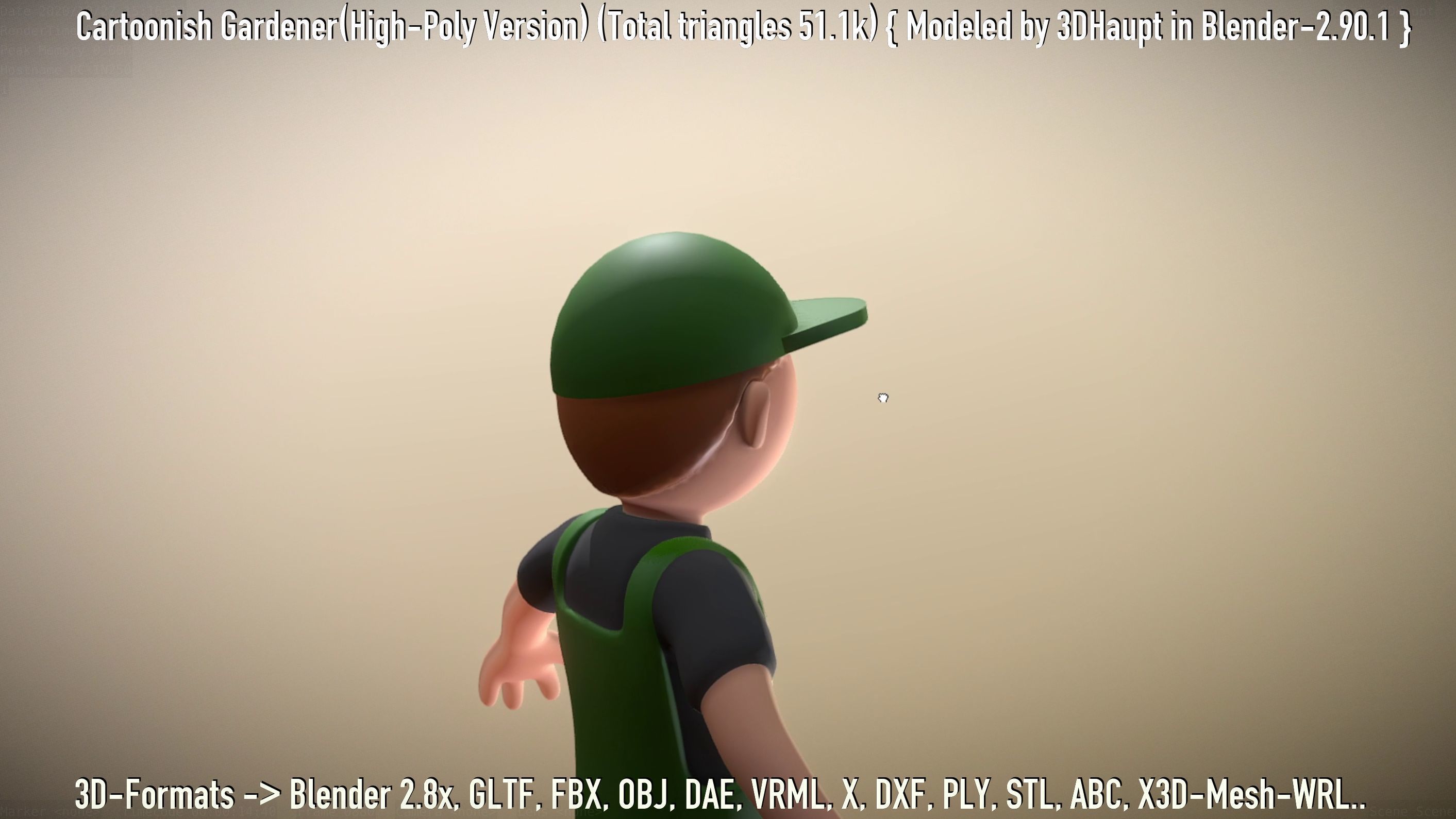 Cartoonish Gardener High-Poly Version Not Rigged 3D model_47