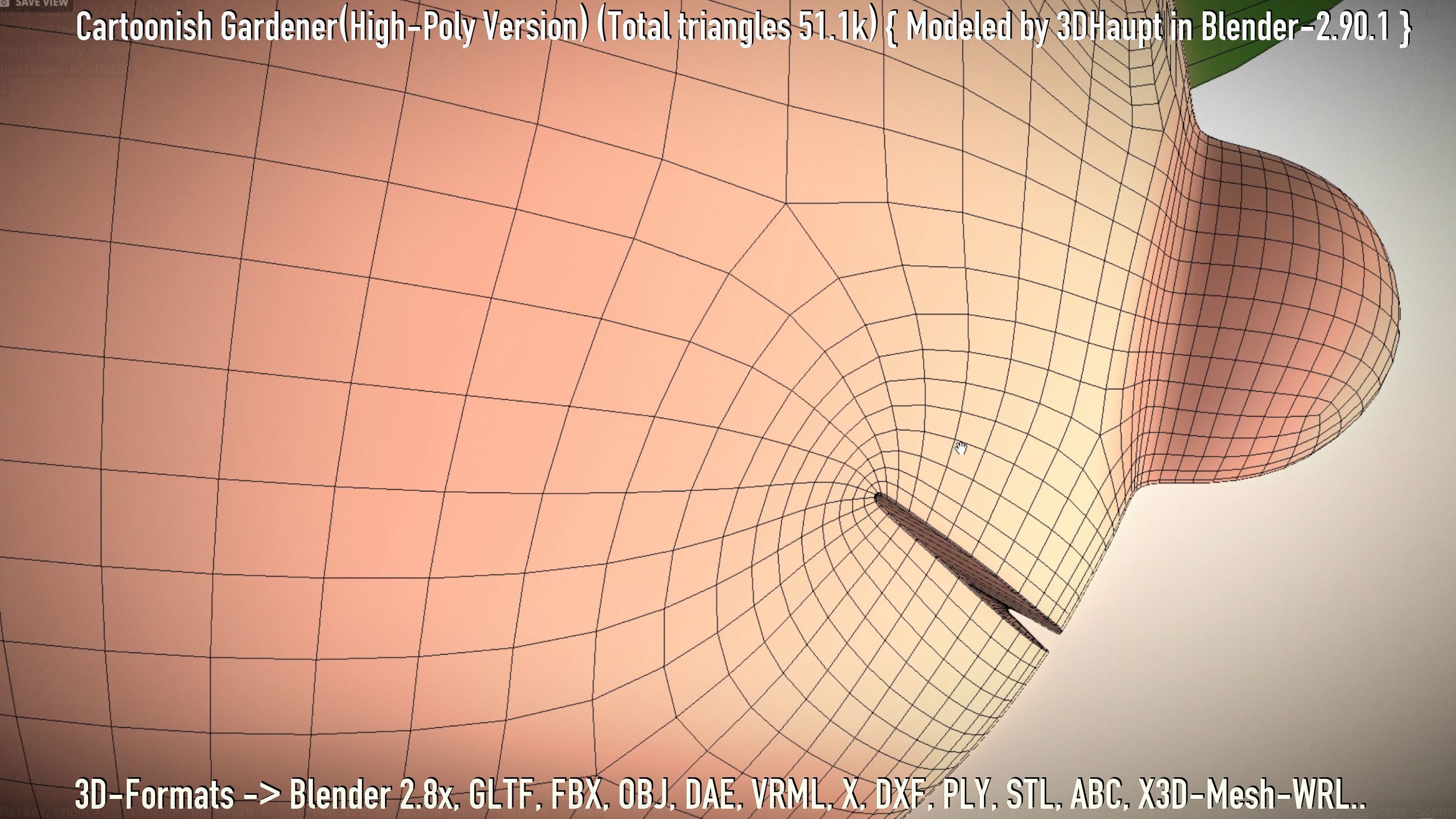 Cartoonish Gardener High-Poly Version Not Rigged 3D model_76