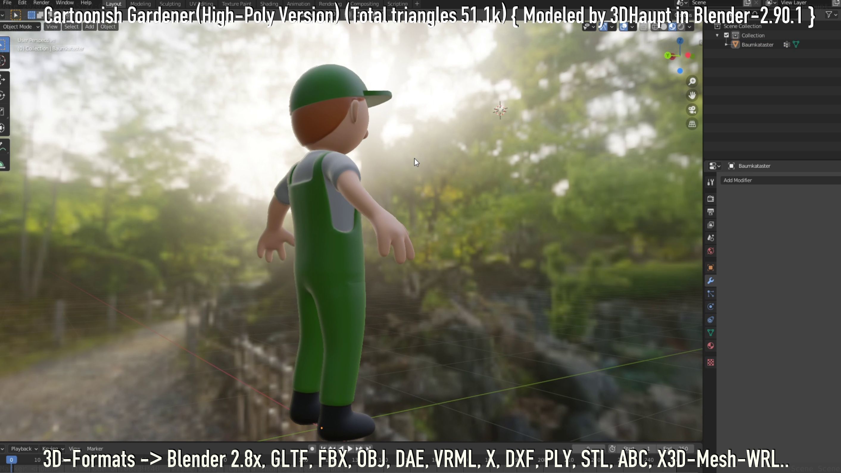 Cartoonish Gardener High-Poly Version Not Rigged 3D model_25