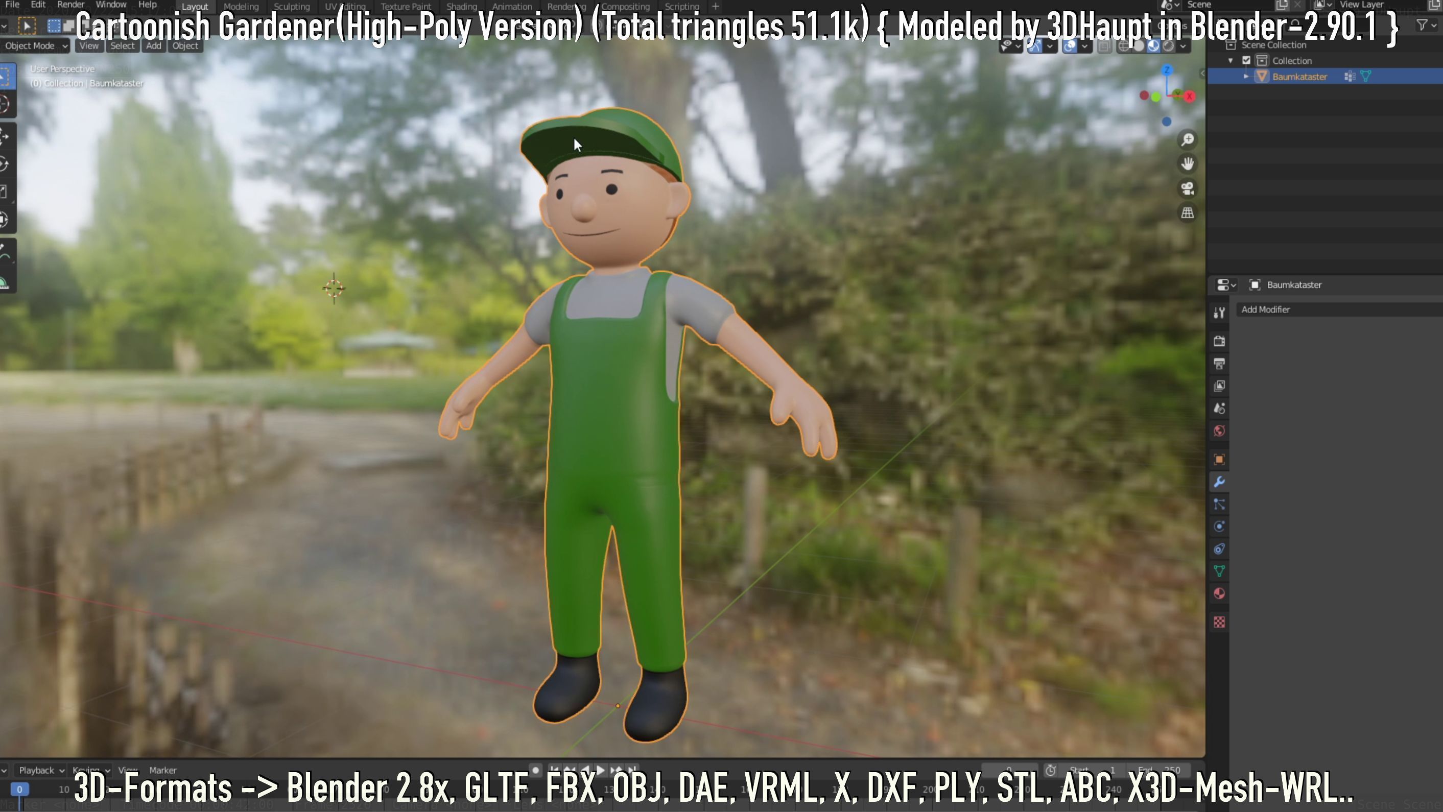 Cartoonish Gardener High-Poly Version Not Rigged 3D model_97