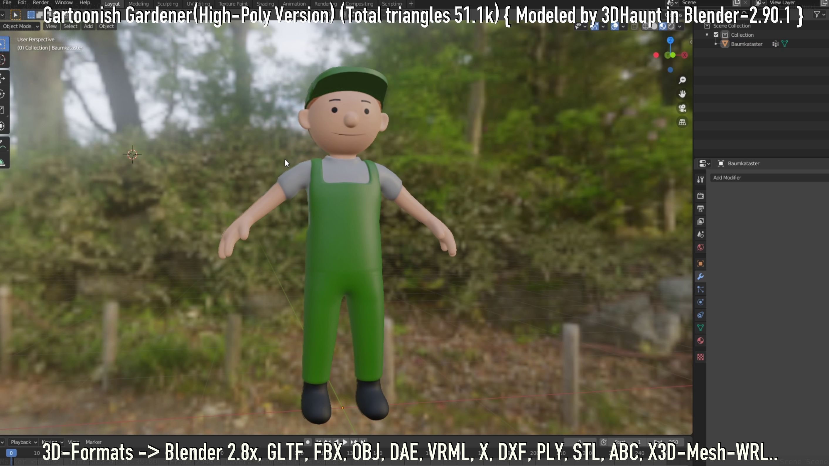 Cartoonish Gardener High-Poly Version Not Rigged 3D model_87