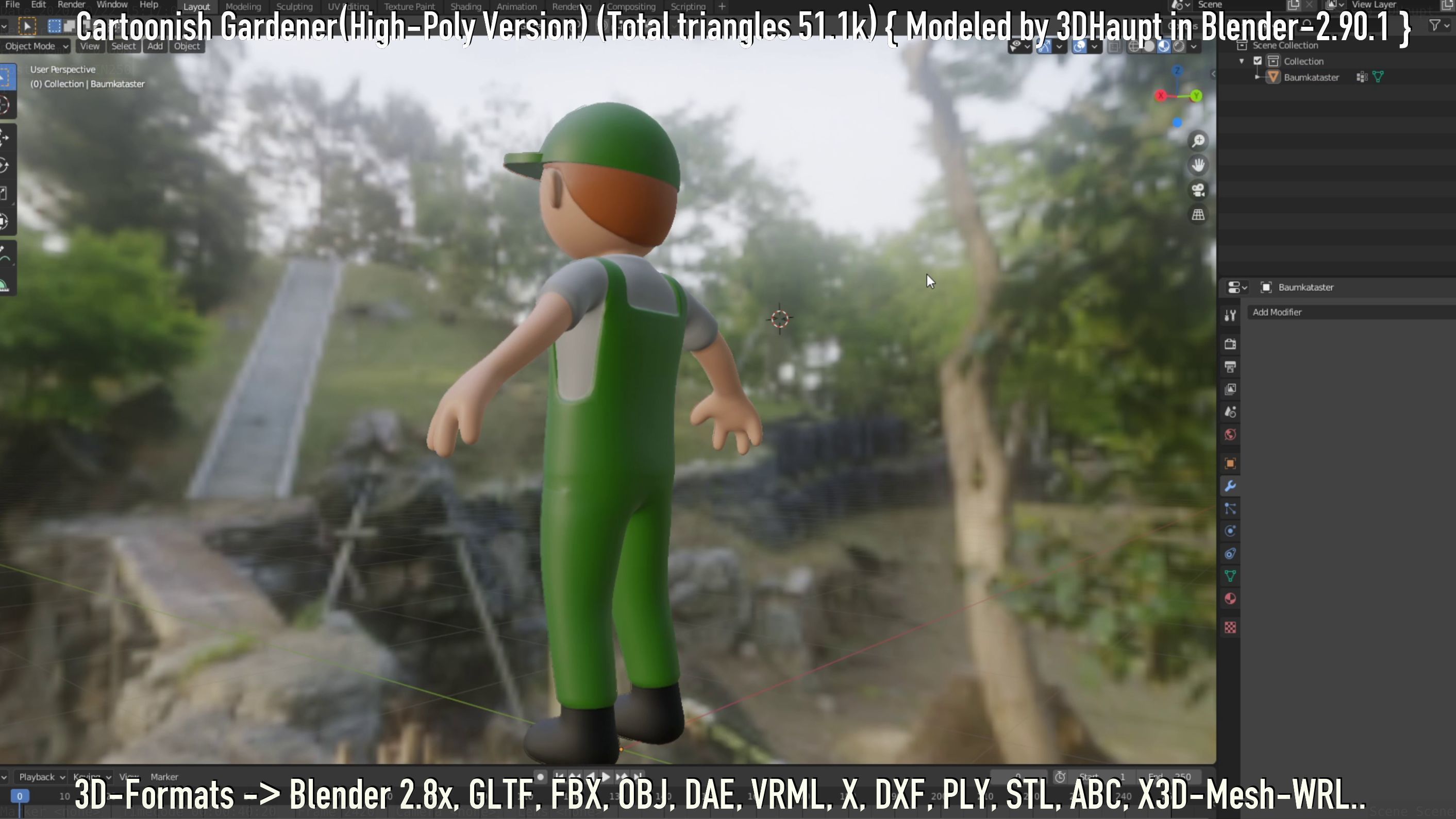 Cartoonish Gardener High-Poly Version Not Rigged 3D model_60