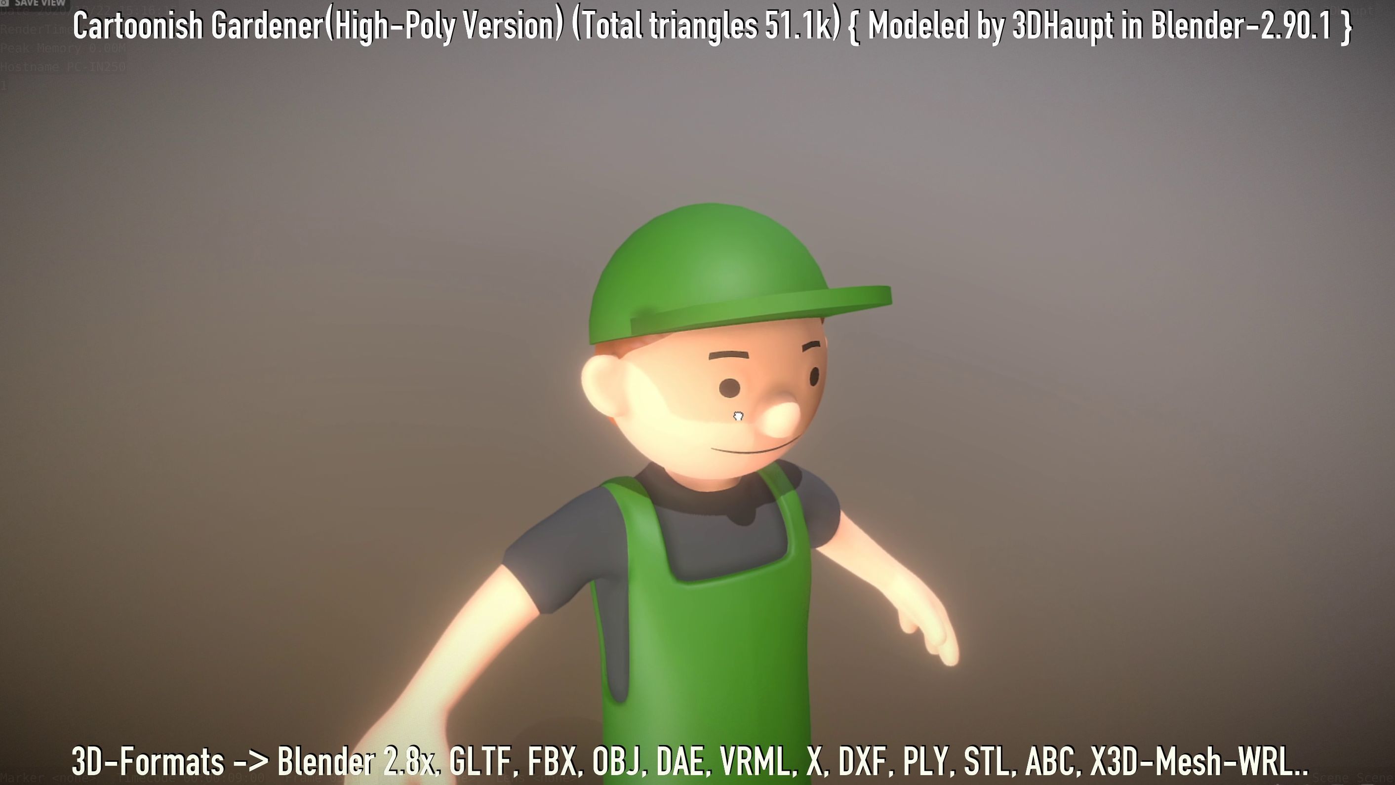 Cartoonish Gardener High-Poly Version Not Rigged 3D model_65