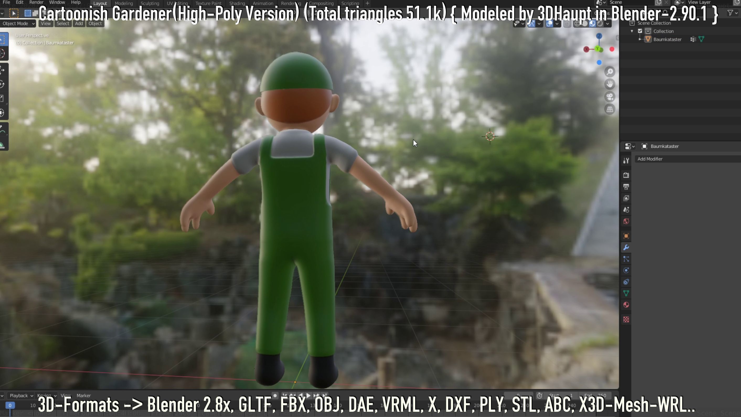 Cartoonish Gardener High-Poly Version Not Rigged 3D model_67