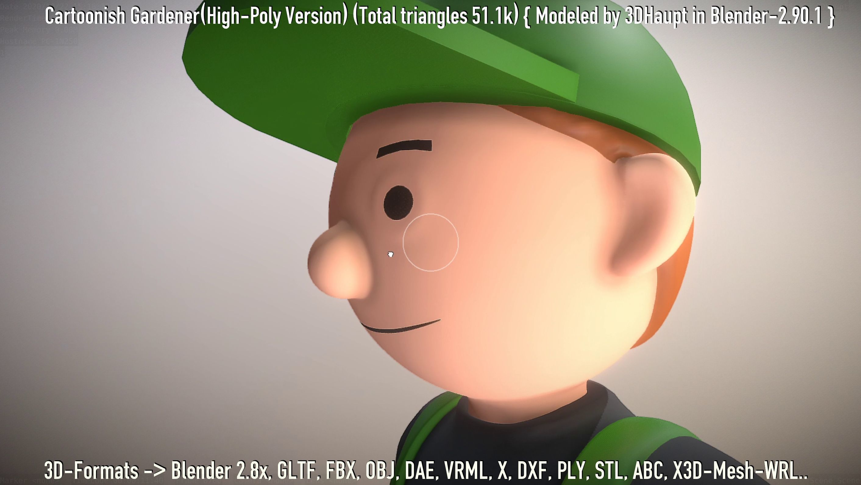 Cartoonish Gardener High-Poly Version Not Rigged 3D model_101
