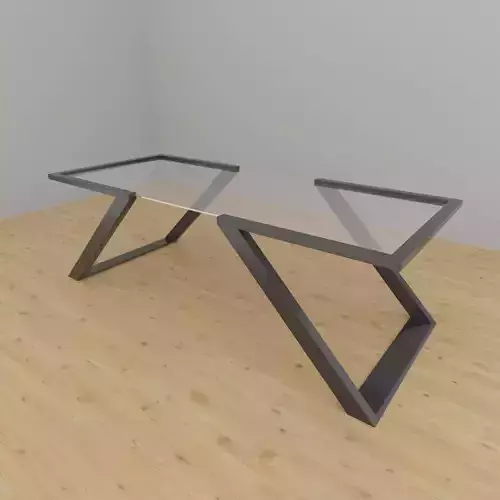 Table glass with metal legs 3D model