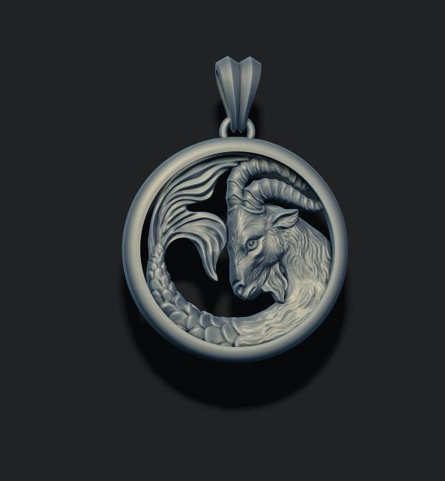 Horoscope Capricorn pendant 3D print model_3