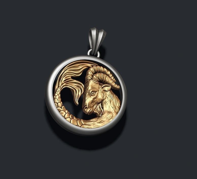 Horoscope Capricorn pendant 3D print model_1