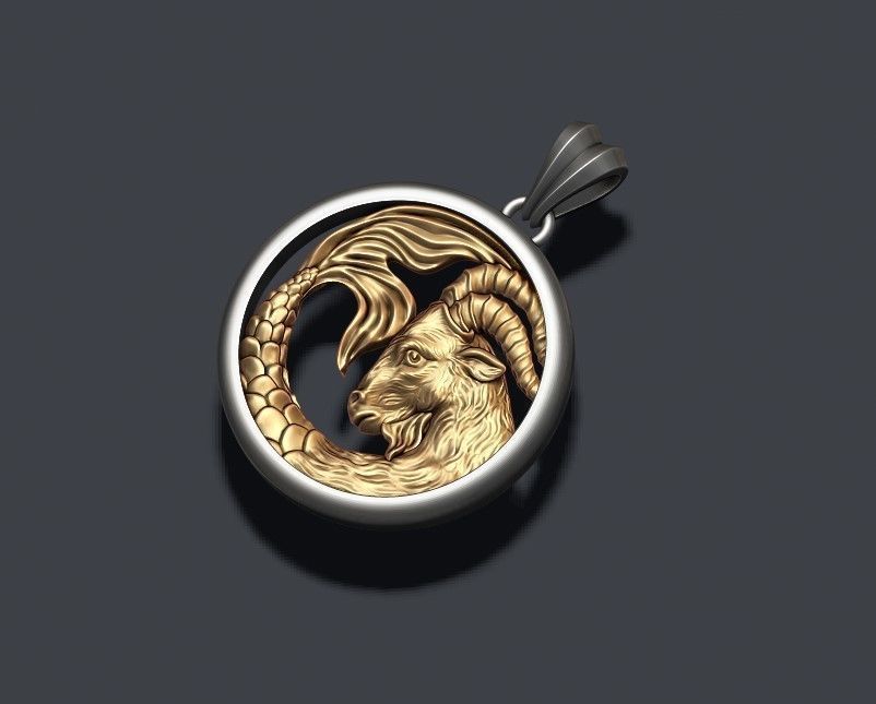 Horoscope Capricorn pendant 3D print model_5