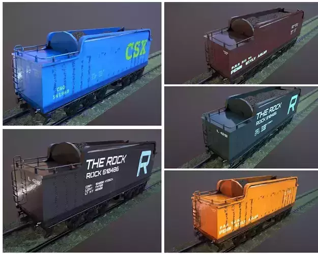 Train Hopper car Low-poly 3D model Low-poly 3D model Low-poly 3D model