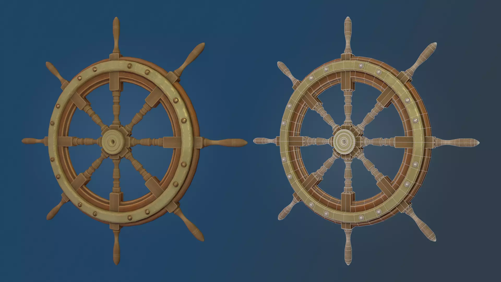 Ship rudder Low-poly 3D model_0