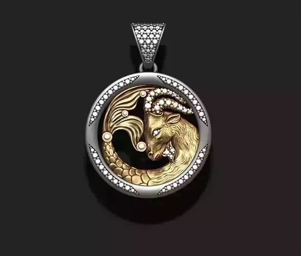 Horoscope Capricorn pendant with gems