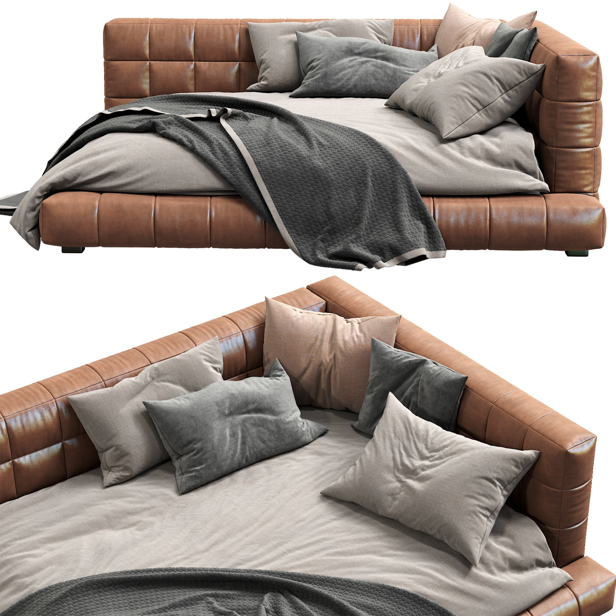 Baldwin Lounge Corner Upholstered Bed 3D model_1