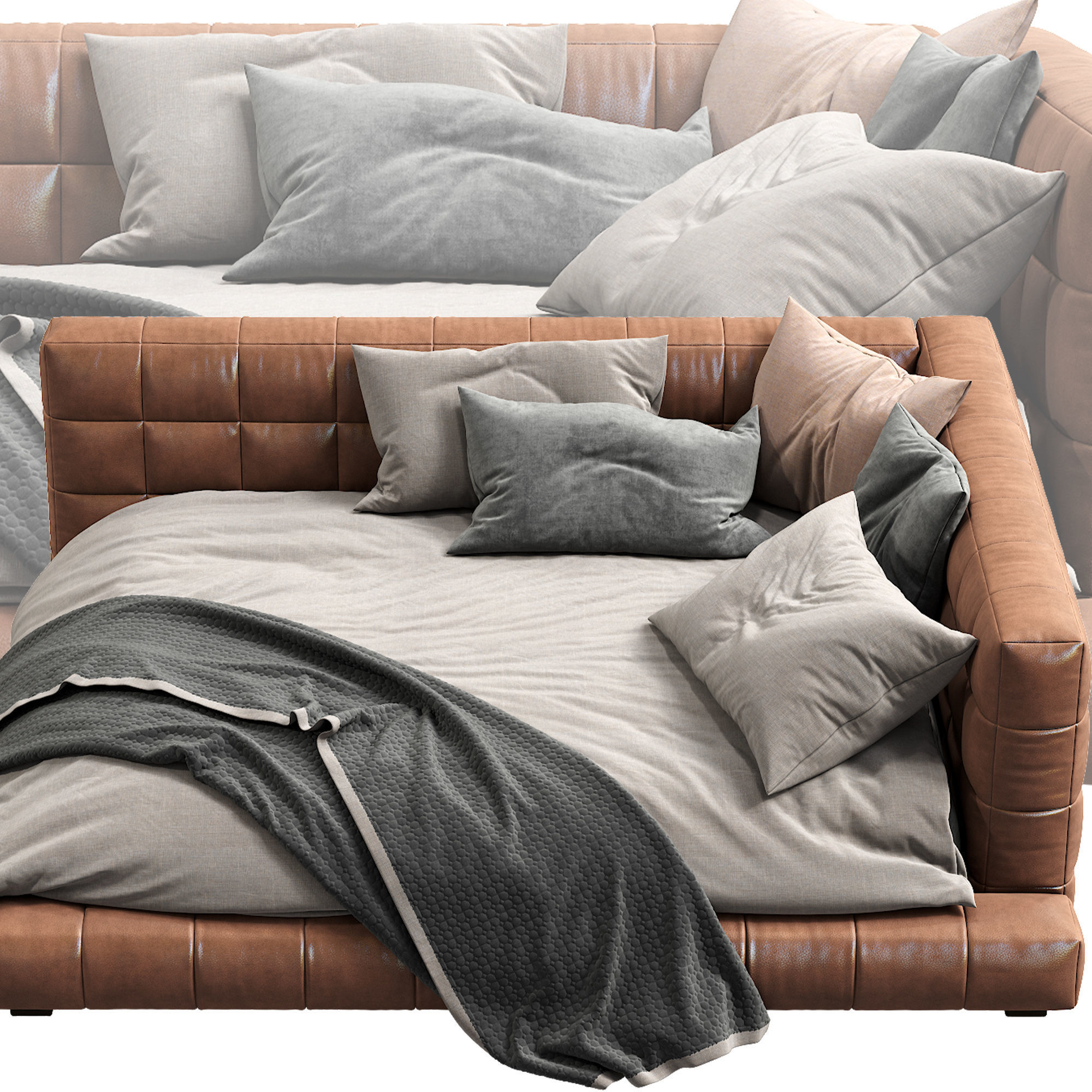 Baldwin Lounge Corner Upholstered Bed 3D model_2