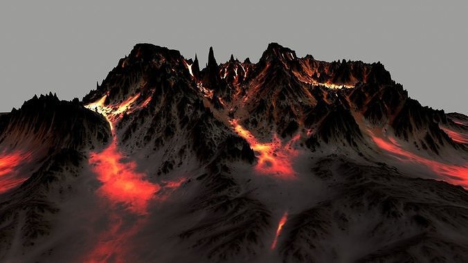 volcano rug with flames 3D model