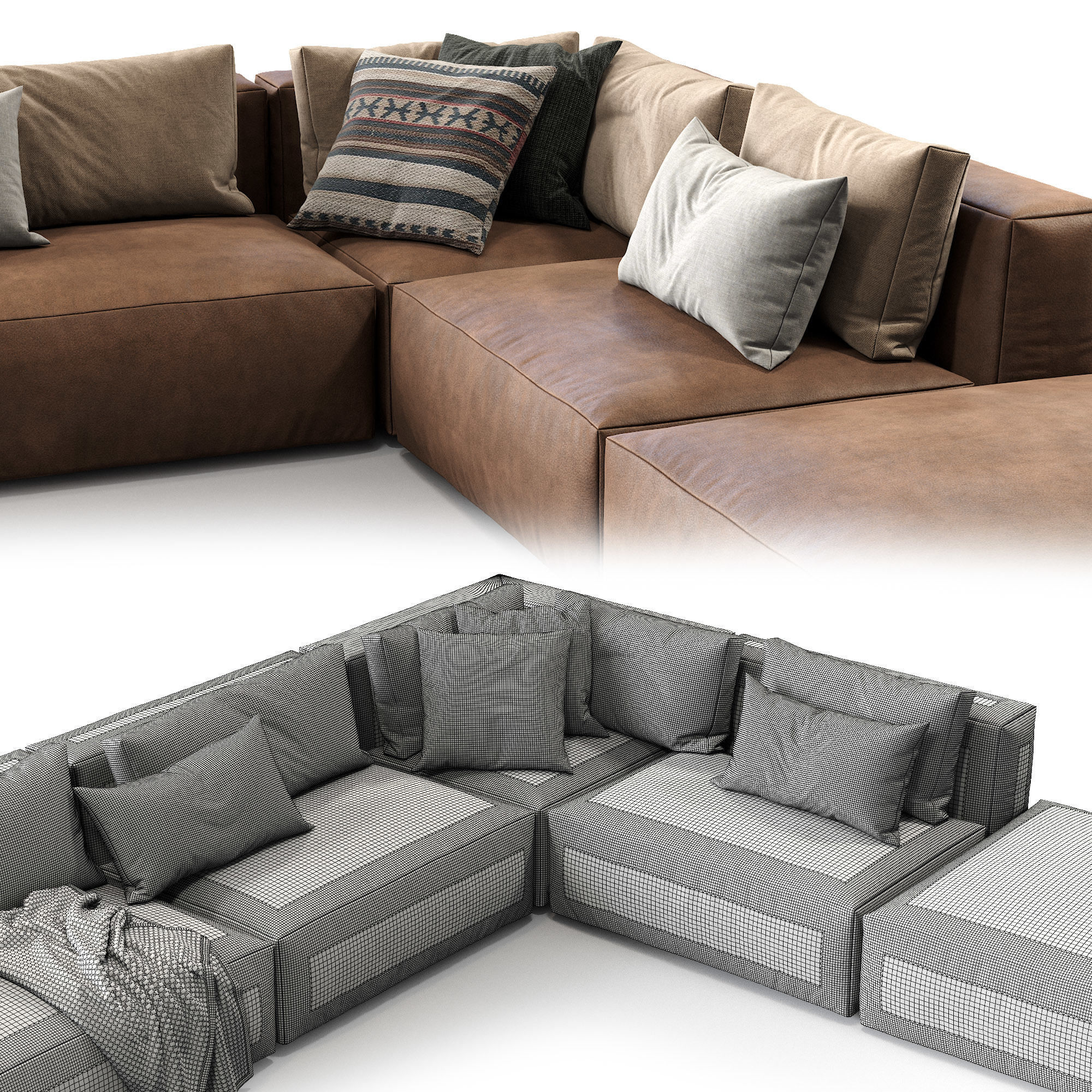 Jesse Leather sofa Daniel composition  3D model_4