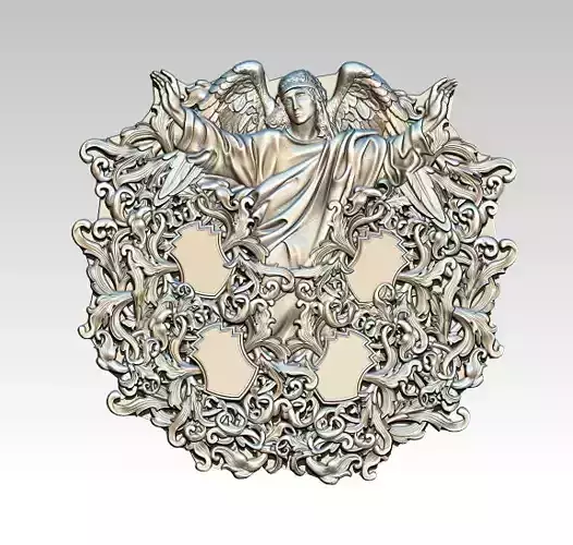 Angel pendant with flower HighDetailed