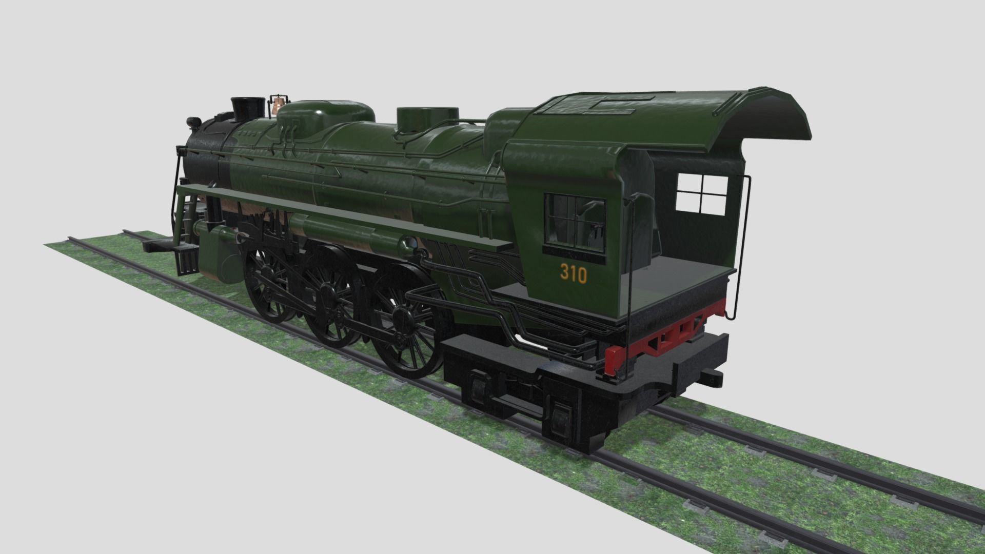 Steam Engine Train Wagon Low-poly 3D model_13