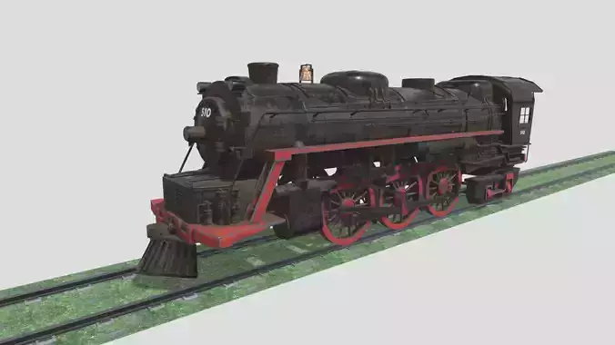 Steam Engine Train Wagon Low-poly 3D model