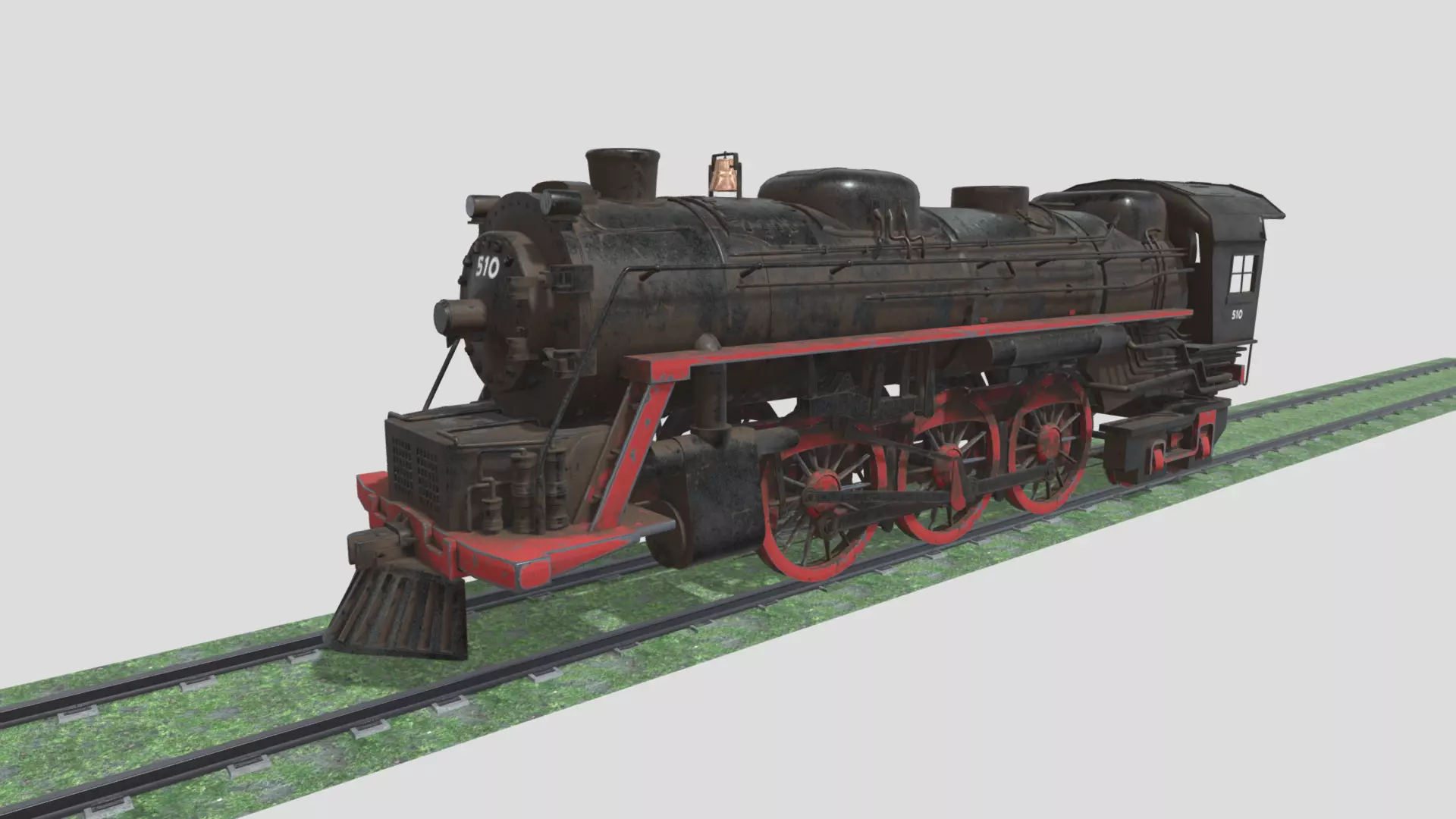 Steam Engine Train Wagon Low-poly 3D model_0