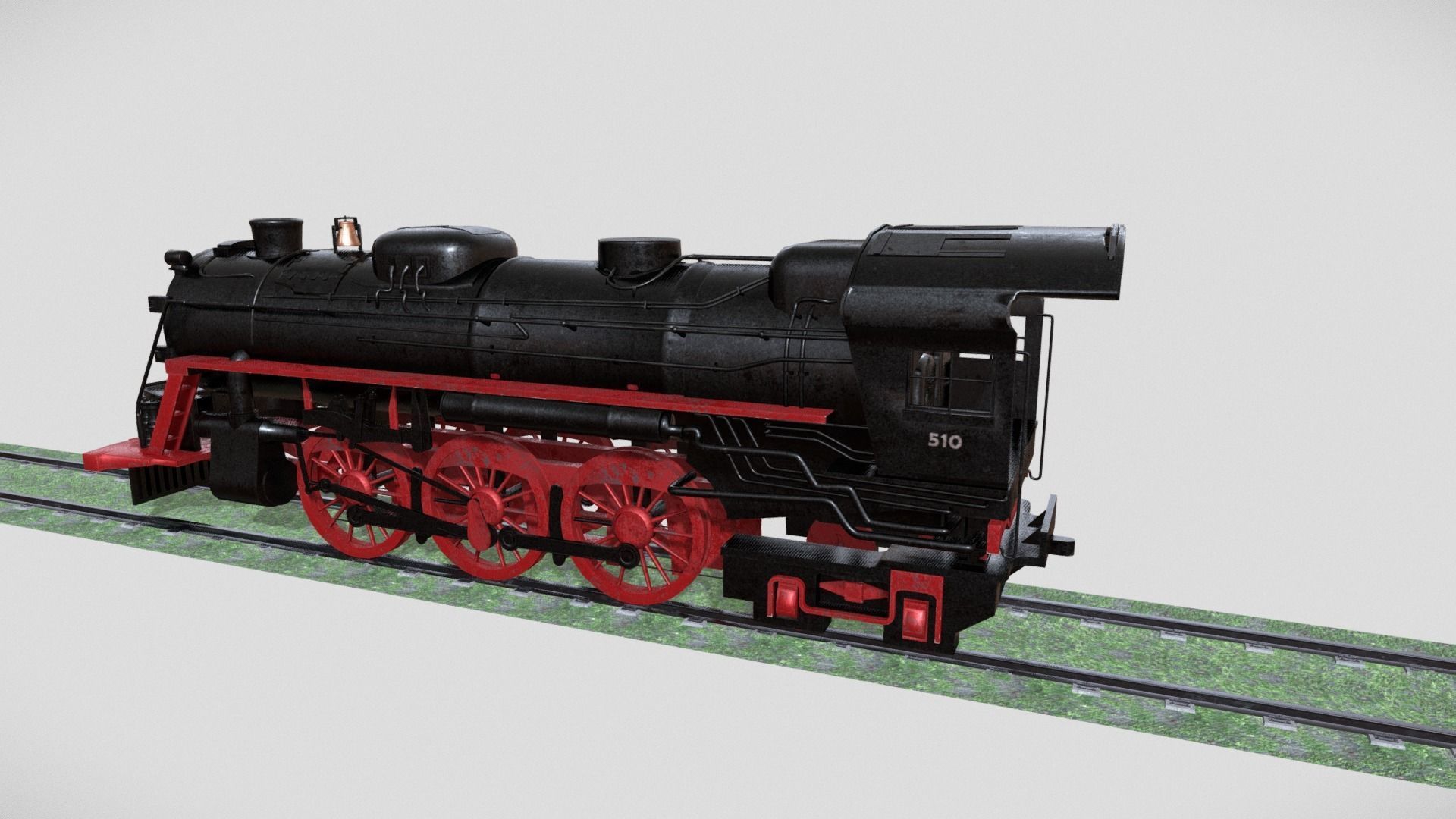Steam Engine Train Wagon Low-poly 3D model_17