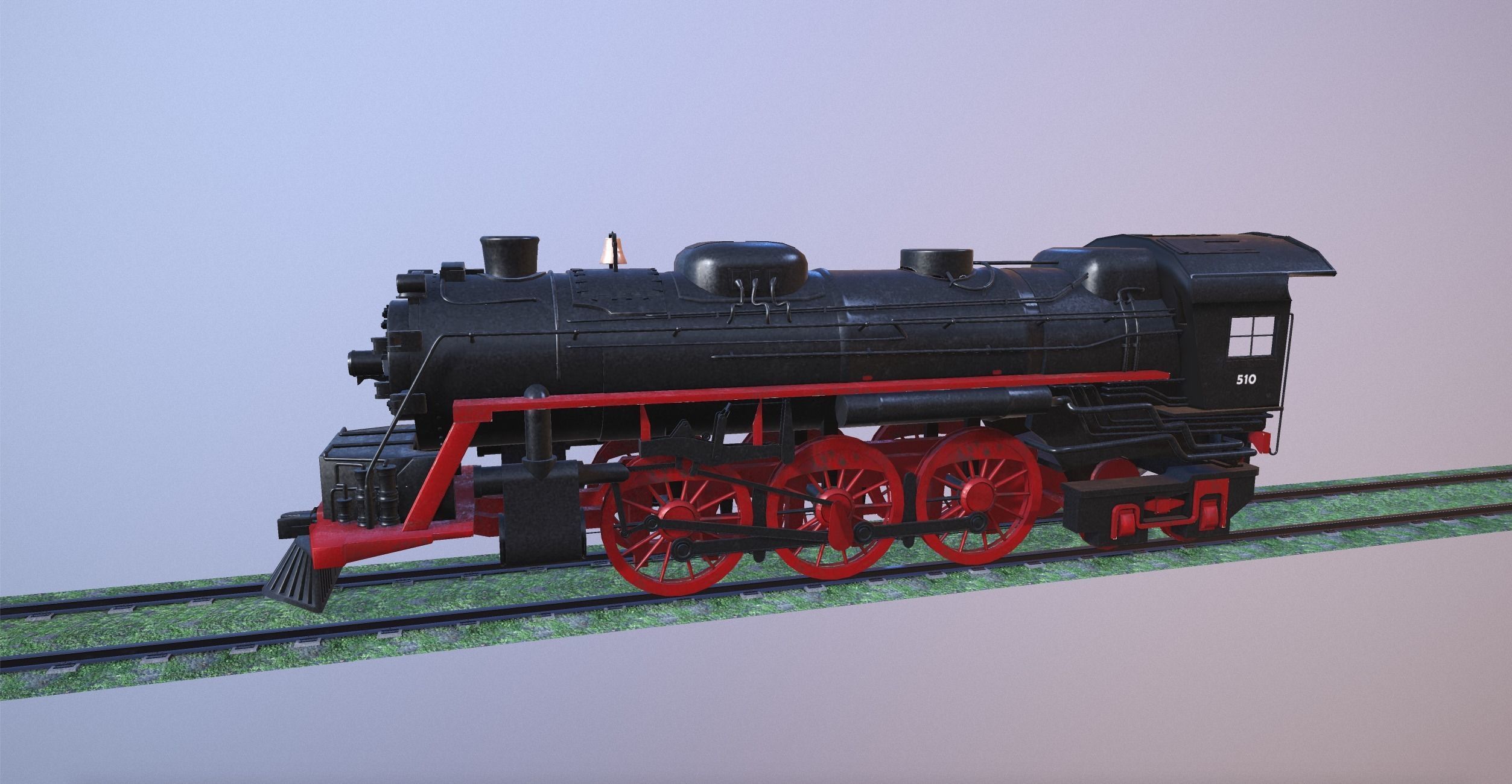 Steam Engine Train Wagon Low-poly 3D model_1