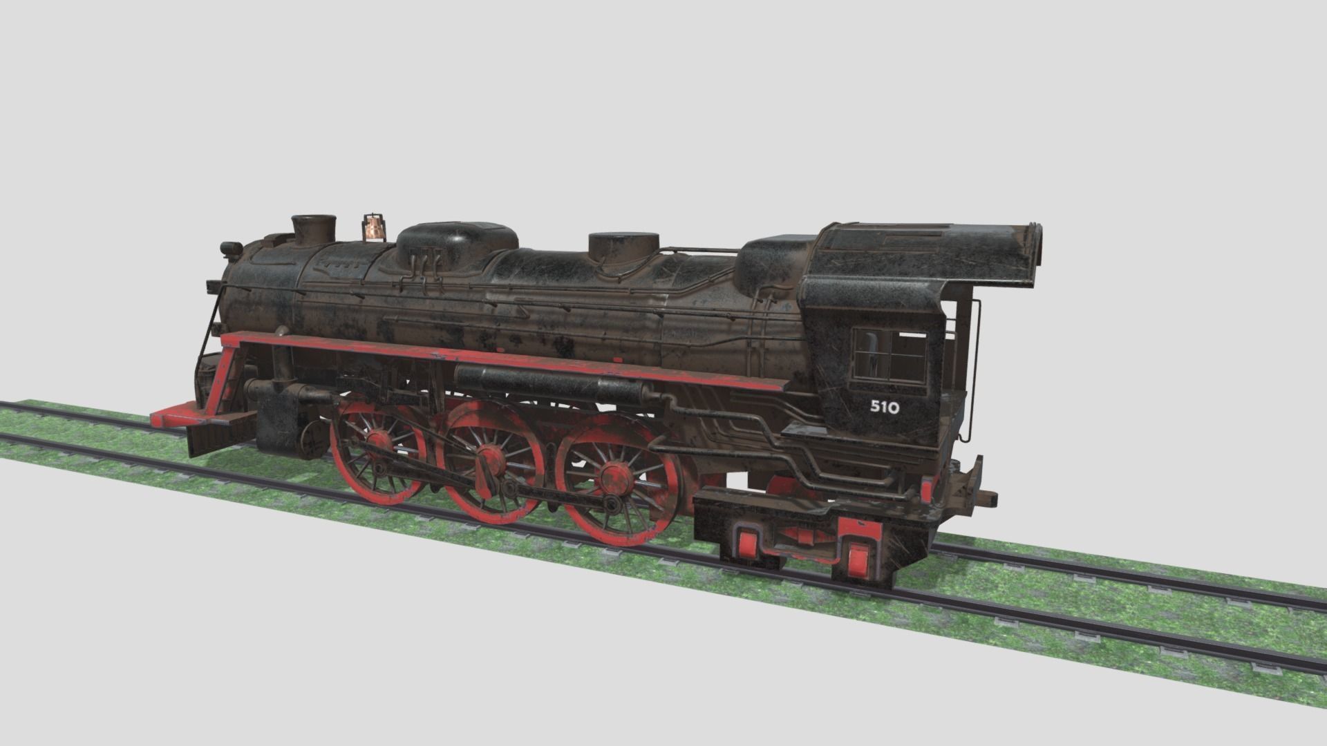 Steam Engine Train Wagon Low-poly 3D model_13