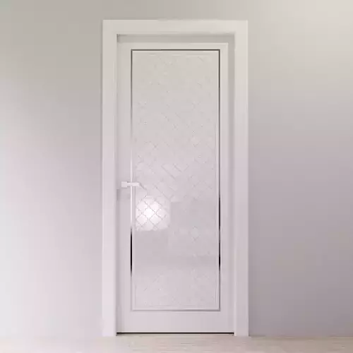 White interior door with glossy arabesque tiles 3D model