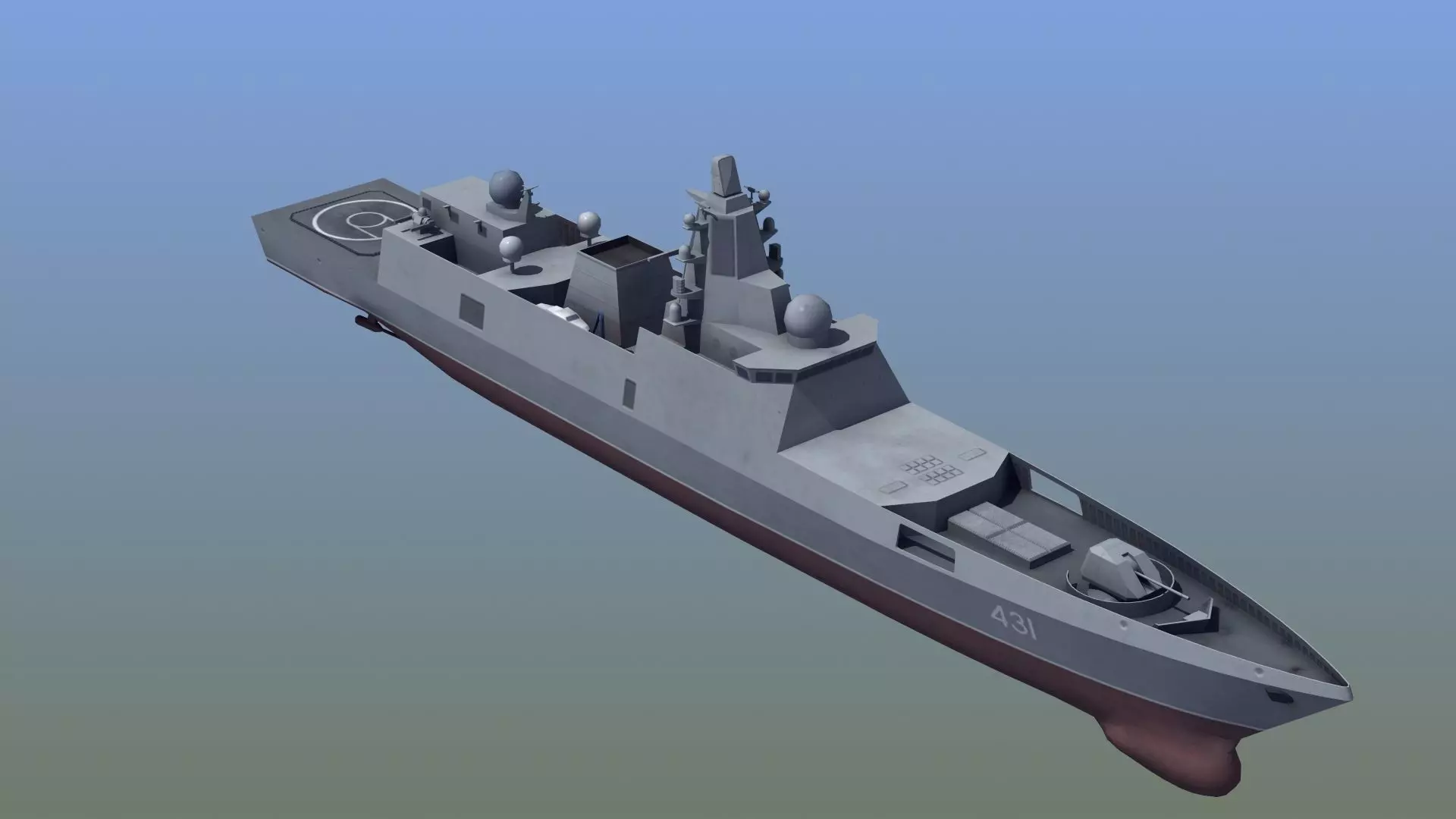 Frigate Gorshkov Low-poly 3D model