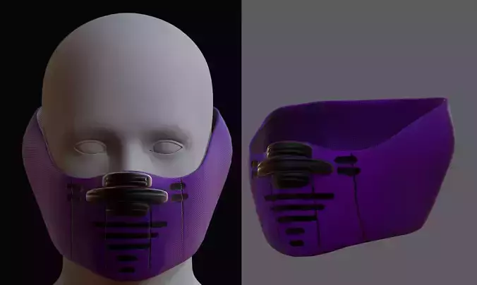 Gas mask helmet 3d model scifi Low-poly 