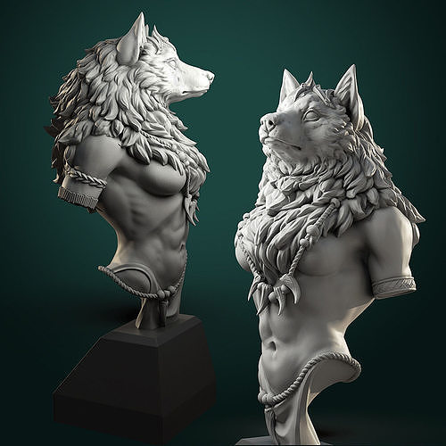 Oleana the Werewolf Queen bust 3D print model