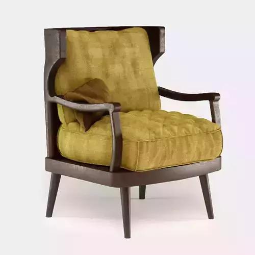 Armchair with cushion and wooden frame
