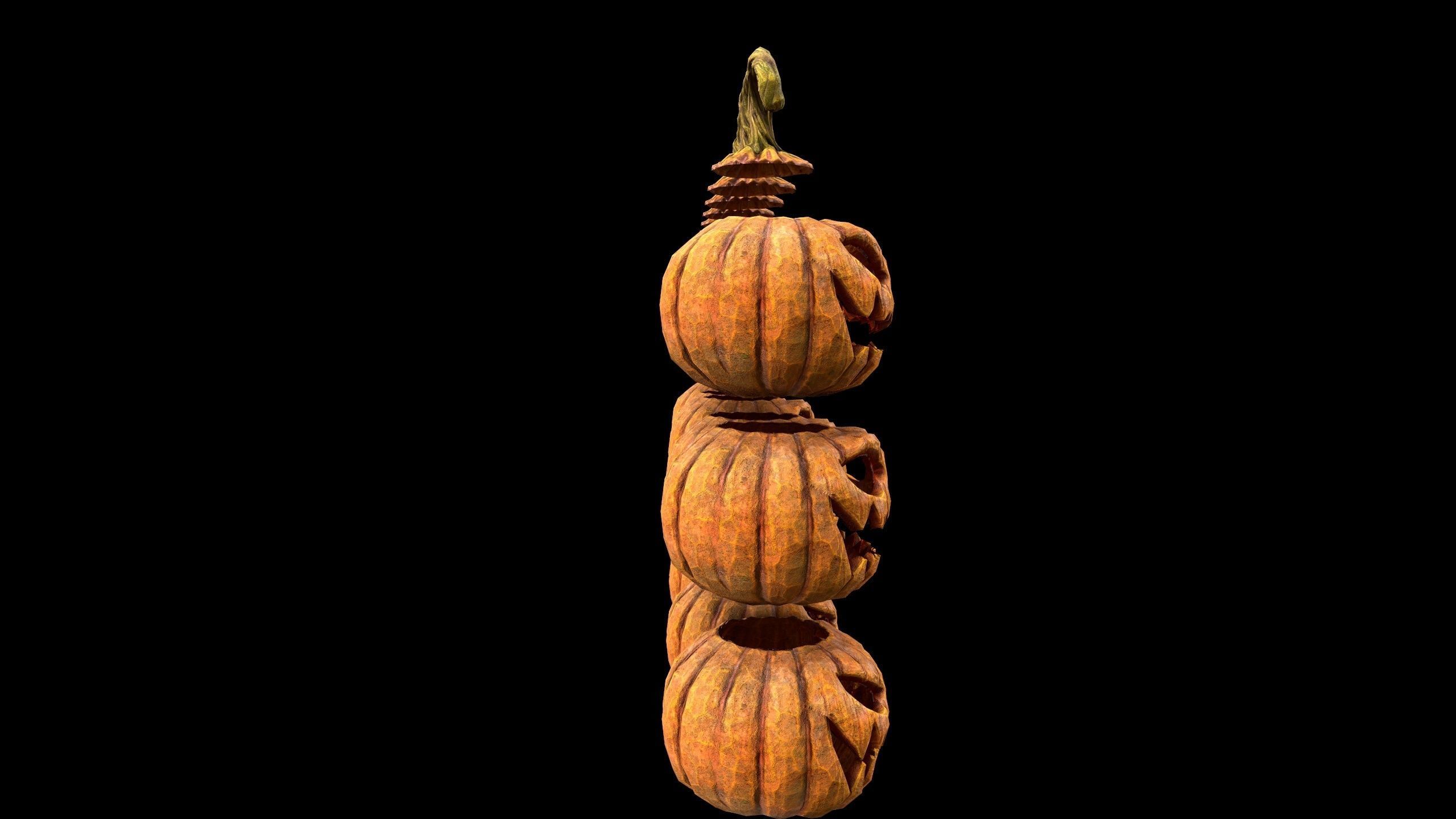Pumpkins Set - PBR - Textured - Glow On Off Low-poly 3D model_6