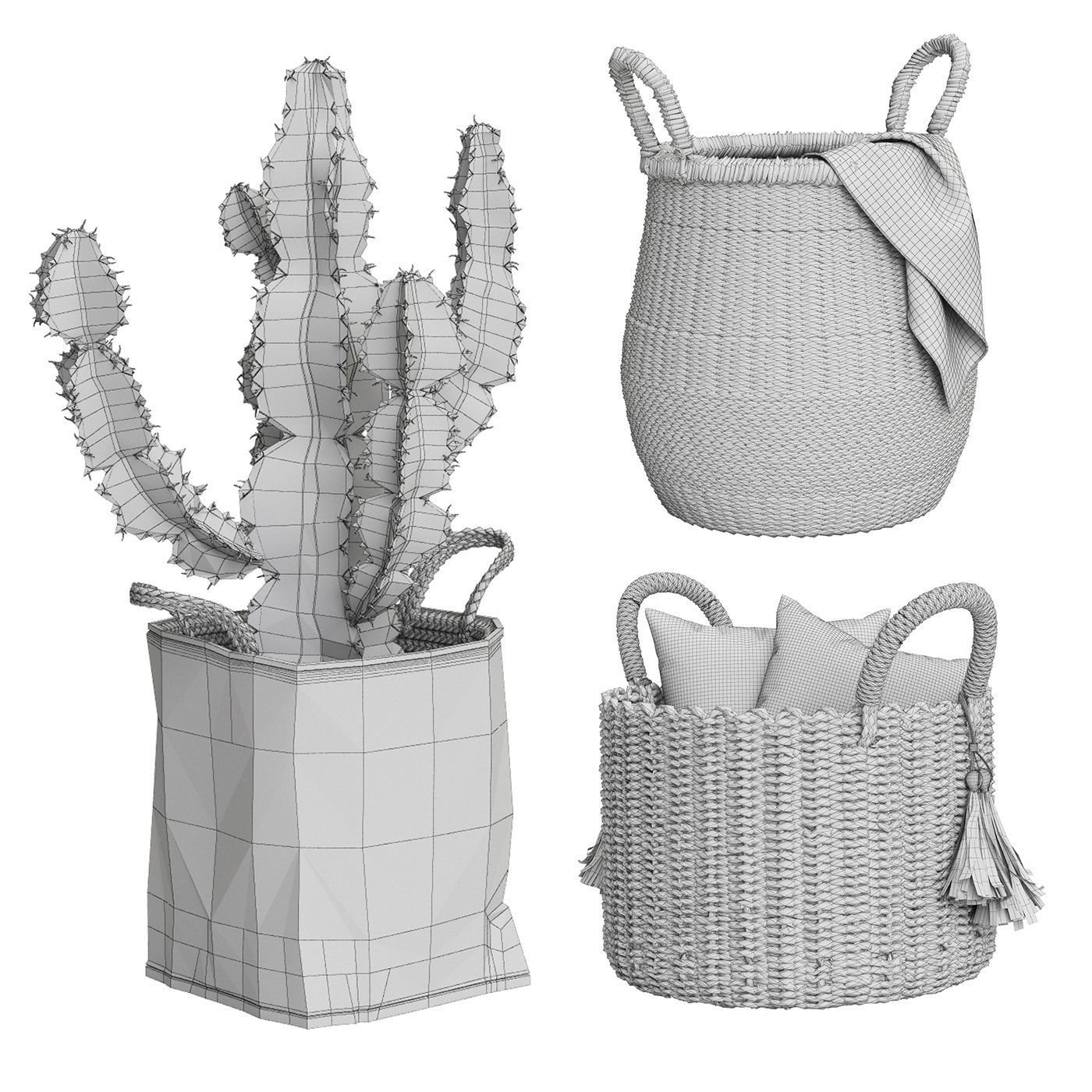 Baskets Set 01 3D model_8