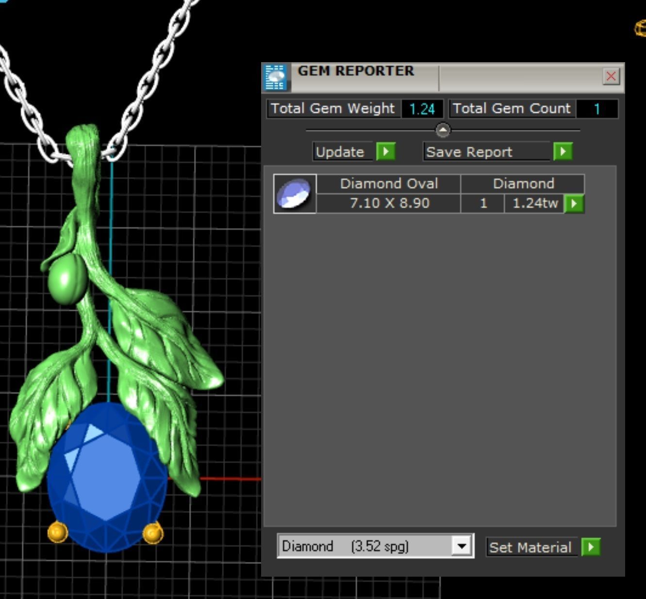 Pendant Flower with emerald 3D print model_2