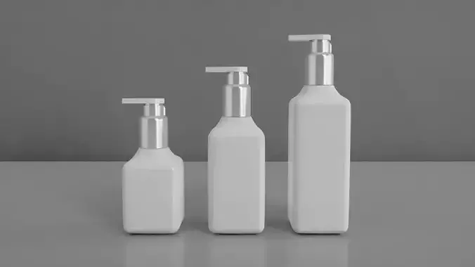 Hair Shampoo Pump Bottles 3D model