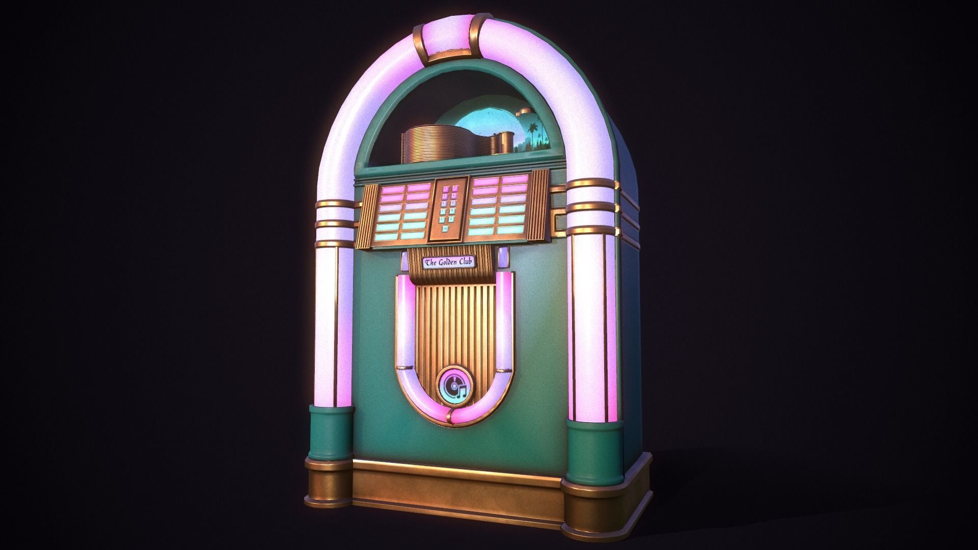 Jukebox retro Low-poly 3D model_3