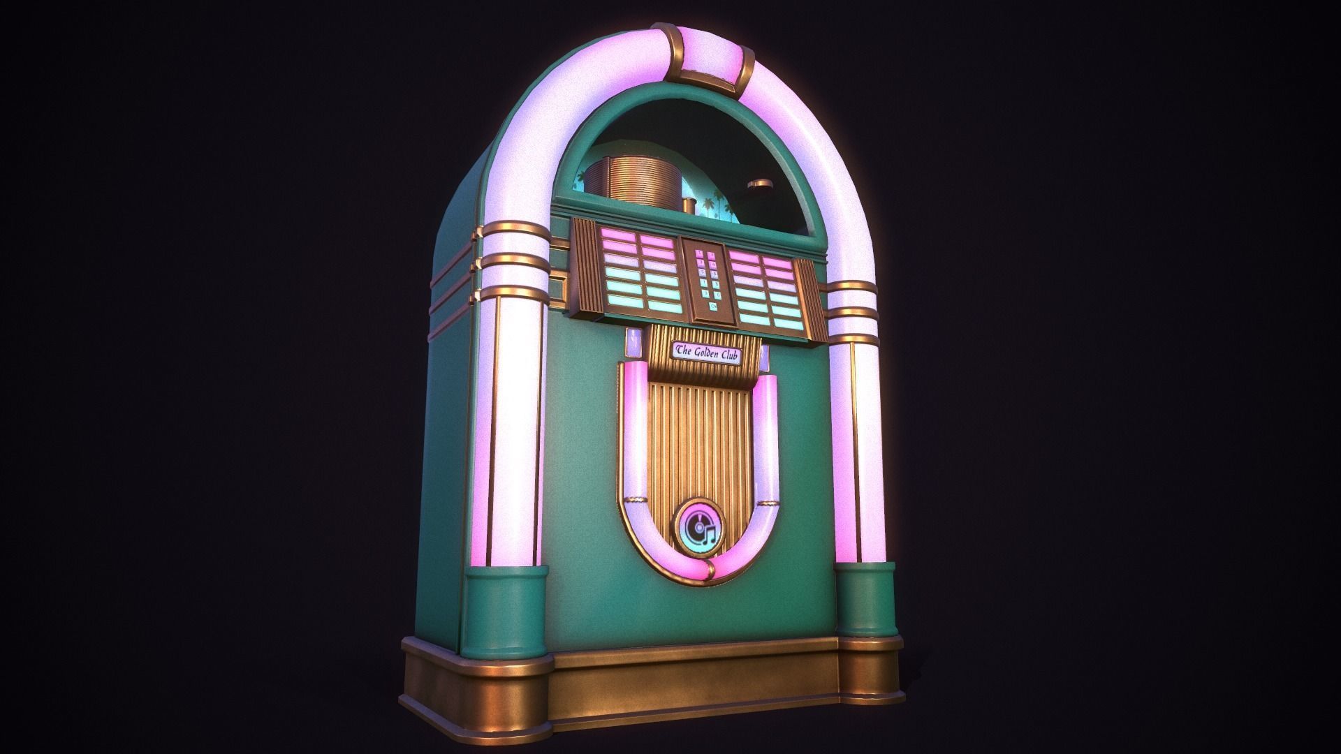 Jukebox retro Low-poly 3D model_4