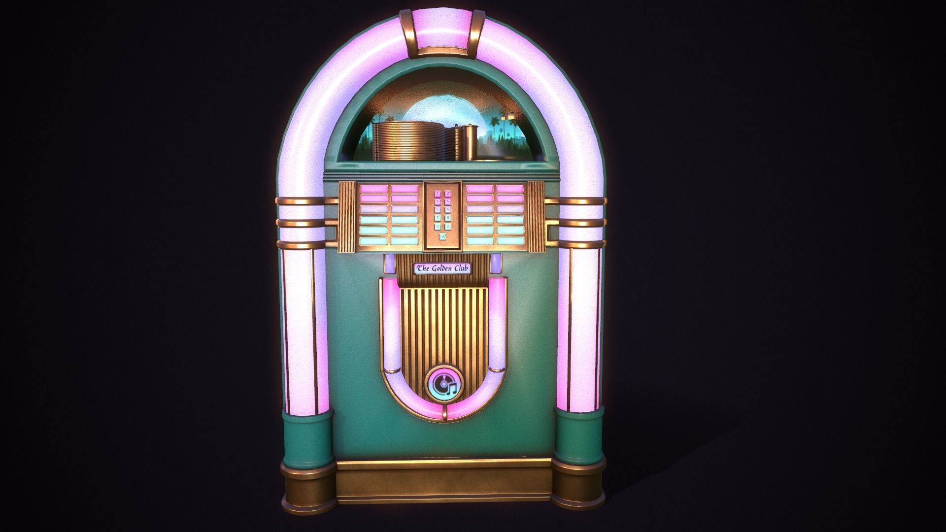 Jukebox retro Low-poly 3D model_2