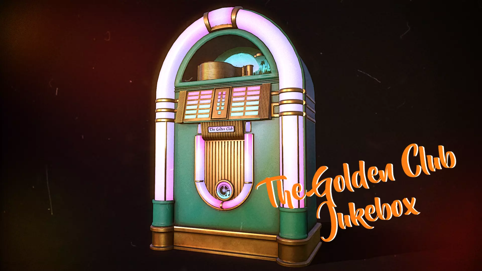 Jukebox retro Low-poly 3D model_0