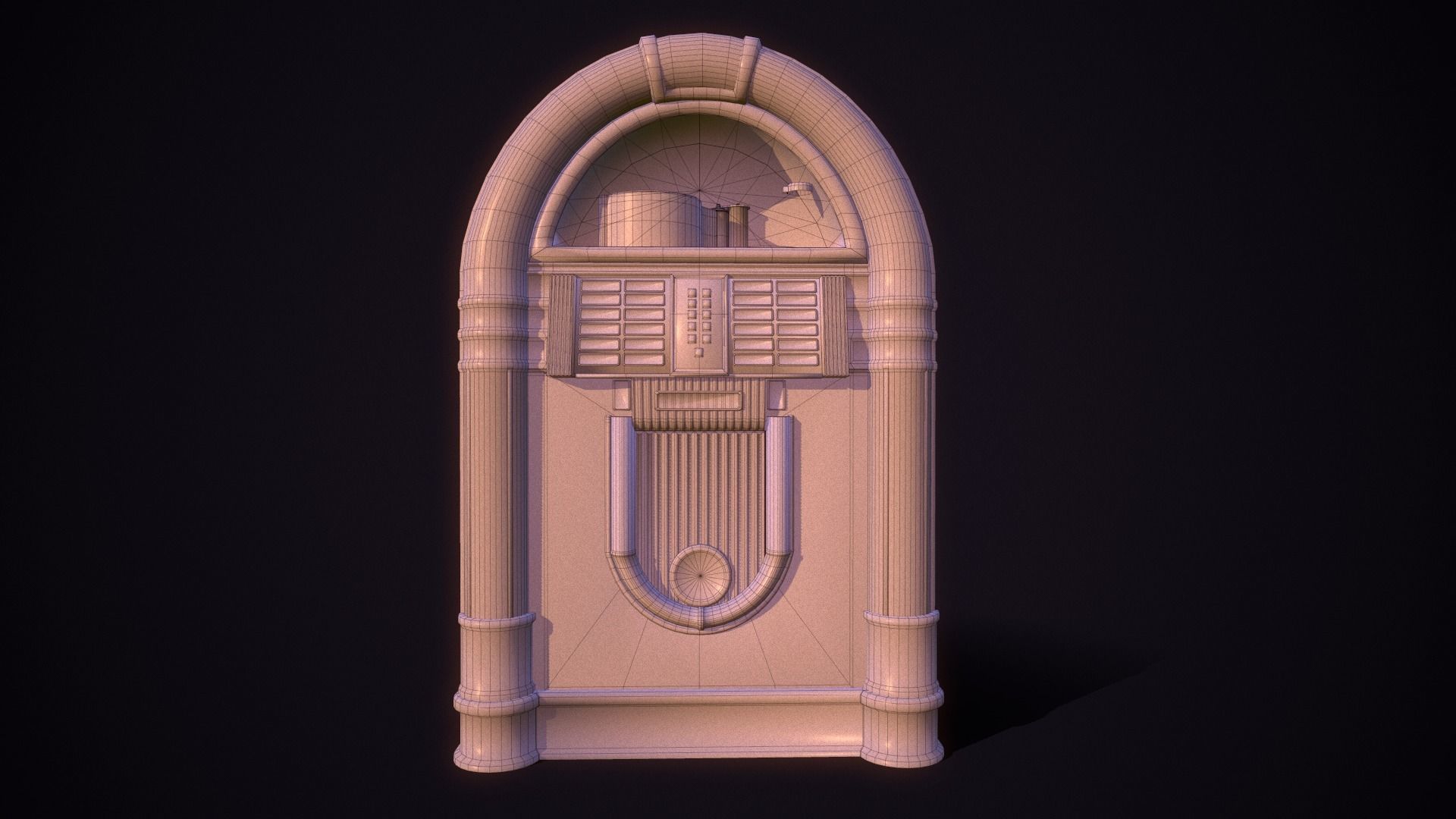 Jukebox retro Low-poly 3D model_7