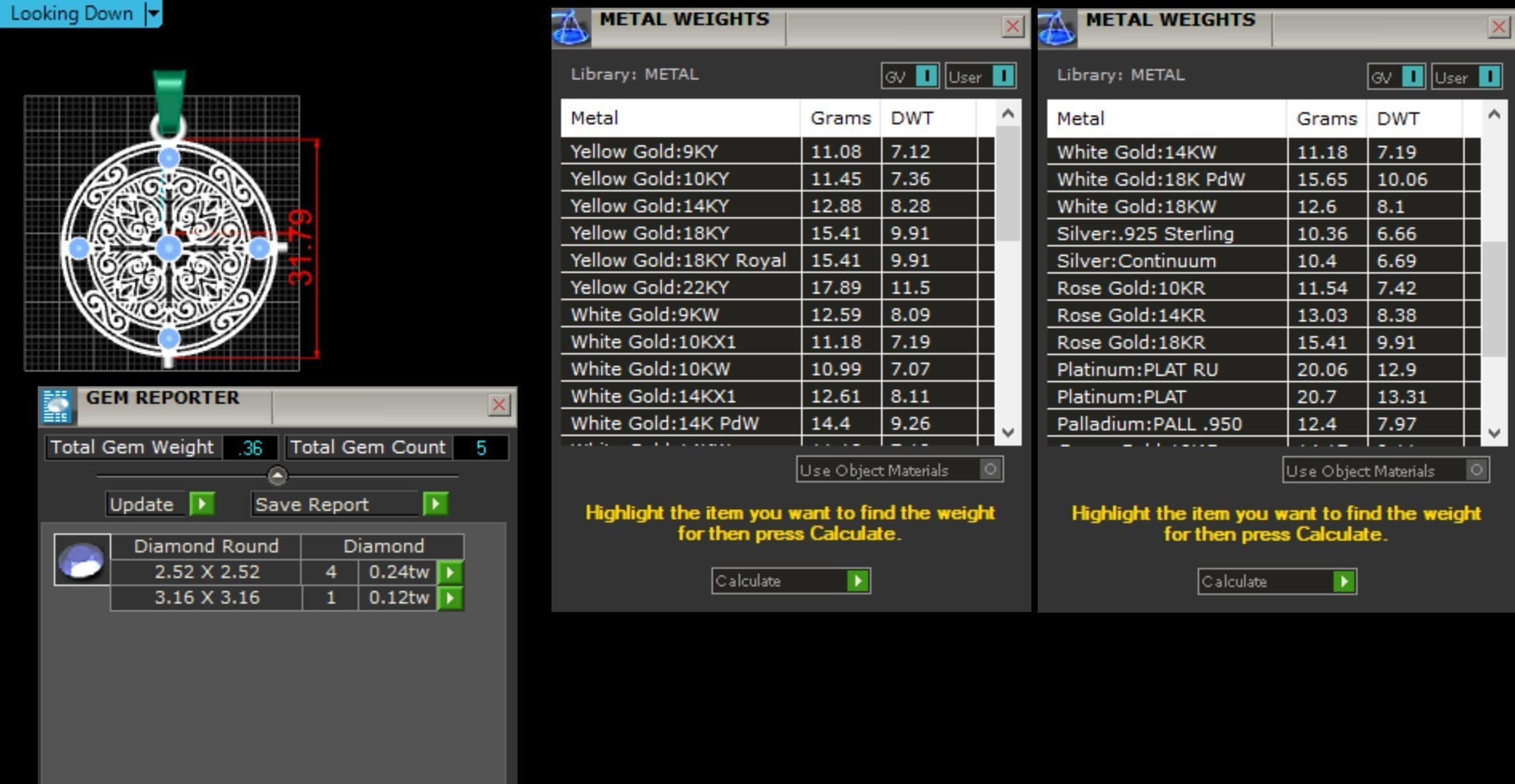 Pendant with patterns and sapphires 3D print model_2