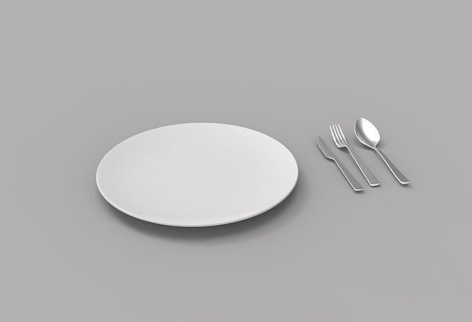 Plate Spoon Low-poly 3D model