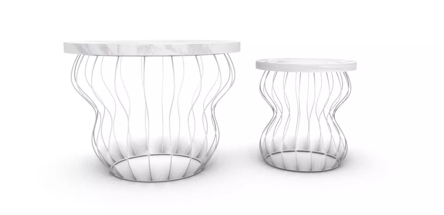 Marble Coffee Table Set Free 3D model_0