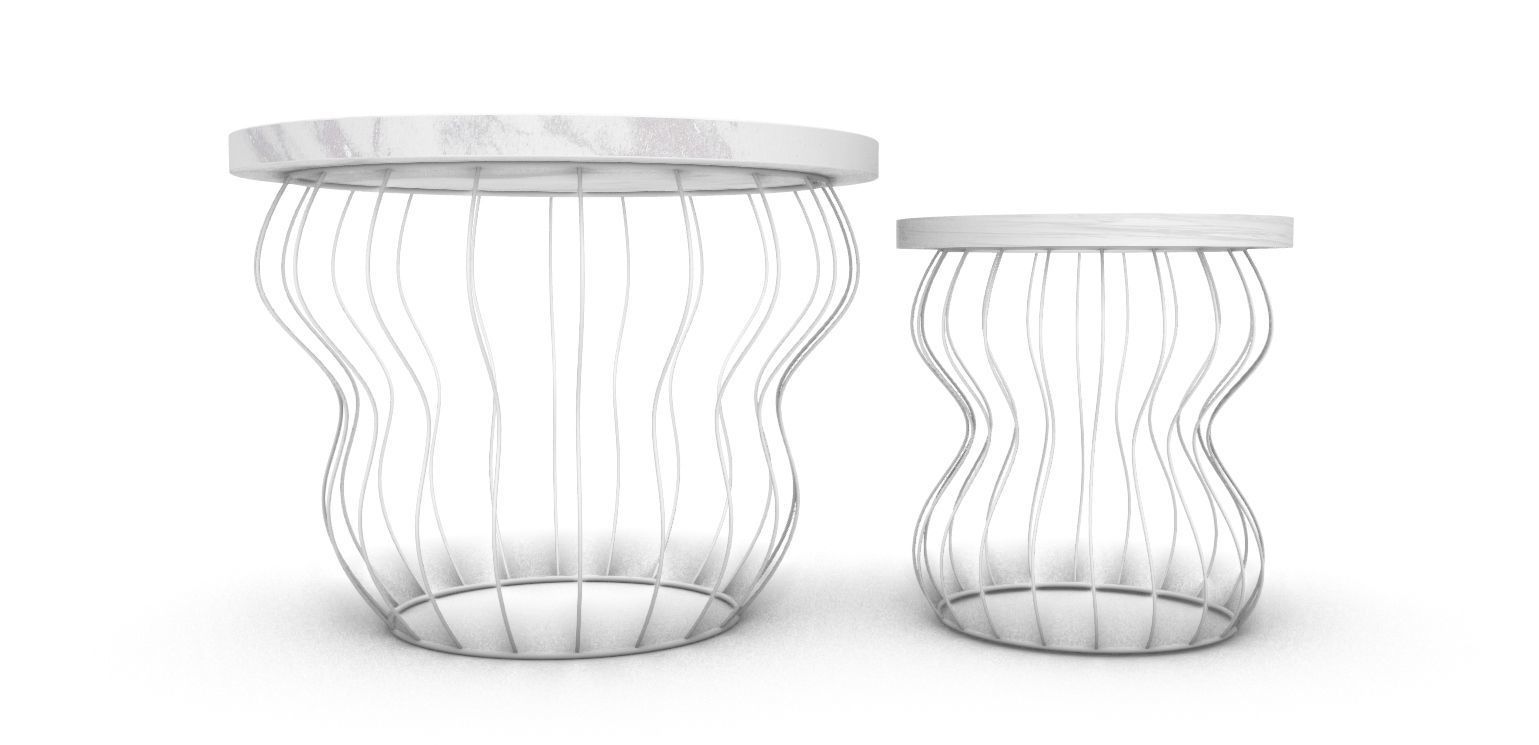 Marble Coffee Table Set Free 3D model_3