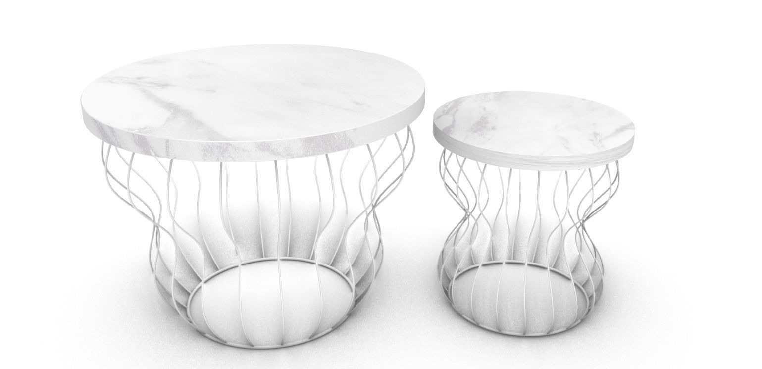 Marble Coffee Table Set Free 3D model_5