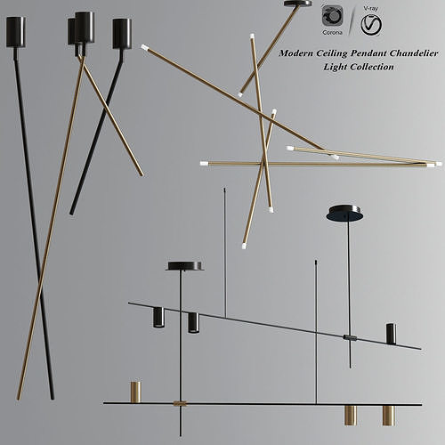 Modern Ceiling pendant Chandelier Light 04 3D model