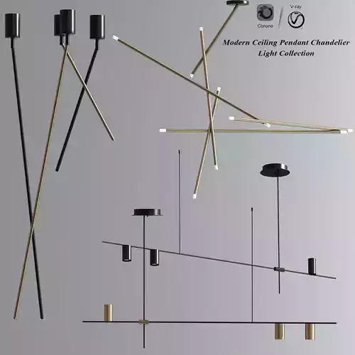 Modern Ceiling pendant Chandelier Light 04 3D model