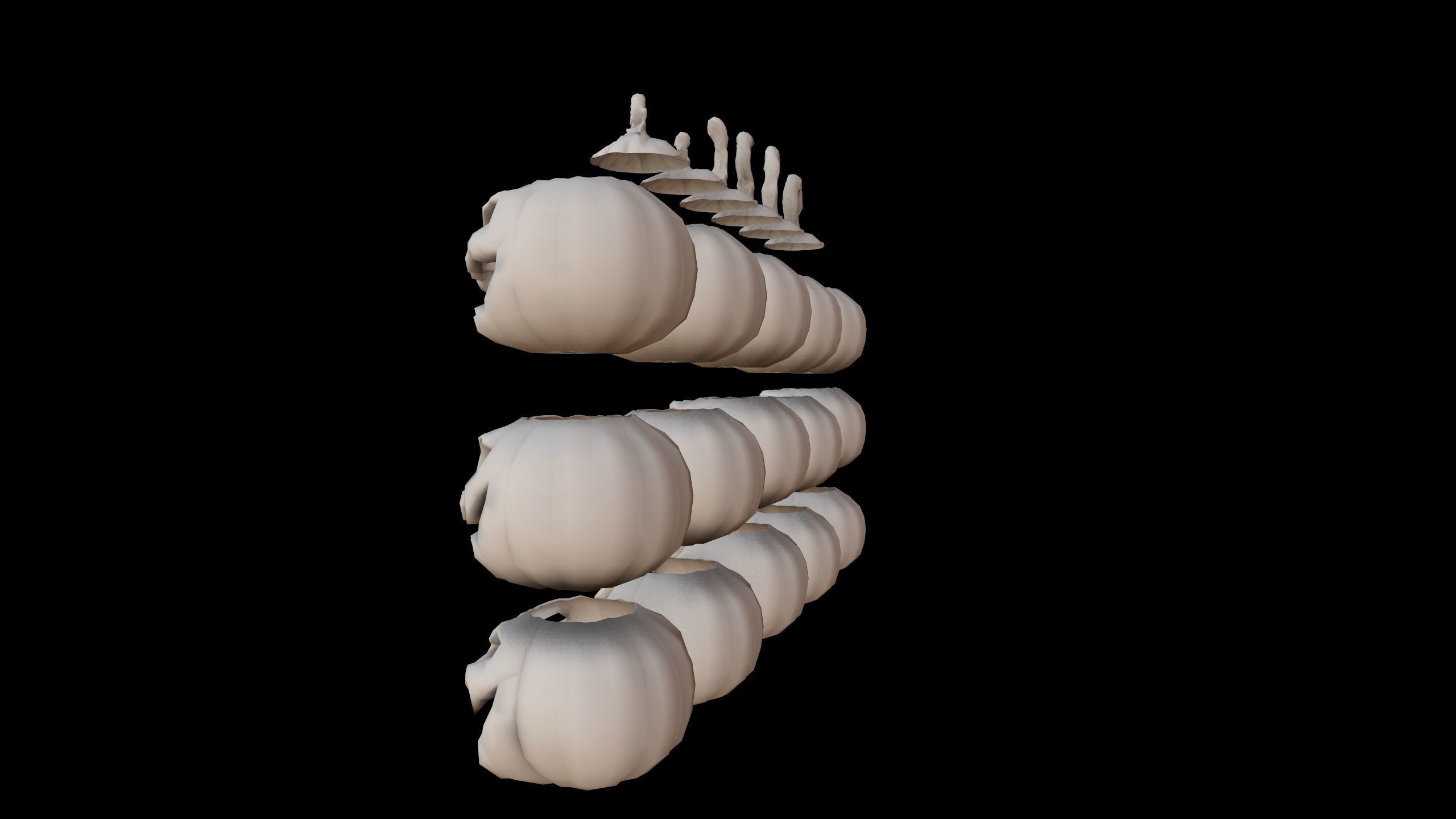 Pumpkins Set skulls in row Low-poly 3D model_11